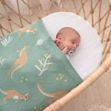 Living Textiles Australiana Baby Blanket - Kangaroo/Green