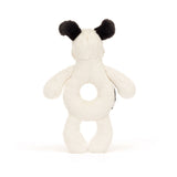 Jellycat Ring Rattle Bashful Black & Cream Puppy