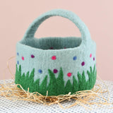 Tara Treasures Felt Blue Basket with Colourful Dots
