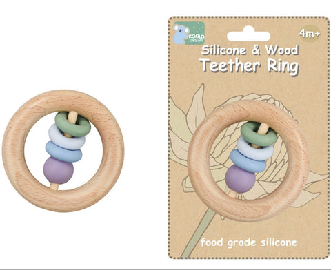 Koala Dream Silicone & Wood Teether Ring