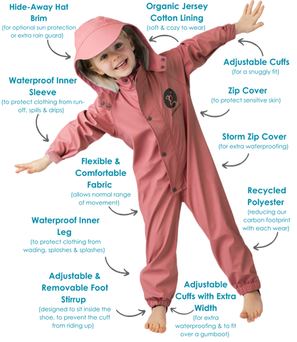 Grubbybub Puddle Suit - Dusty Rose