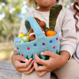 Tara Treasures Felt Blue Basket with Colourful Dots