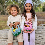 Tara Treasures Felt Blue Basket with Colourful Dots
