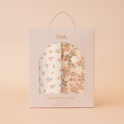 Fox & Fallow Organic Muslin Wrap Set - Meadow / Sweet Pea