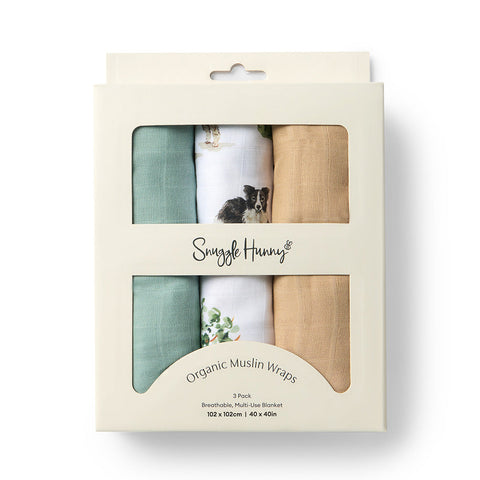 Snuggle Hunny Organic Muslin Wraps 3pk (Assorted Styles)