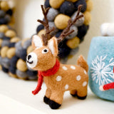 Tara Treasures Felt Reindeer with Red Scarf