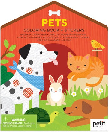 Petit Collage Colouring Book & Stickers - Pets