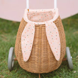 Olli Ella Rattan Bunny Luggy with Gumdrop Lining