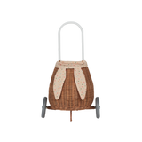 Olli Ella Rattan Bunny Luggy with Gumdrop Lining
