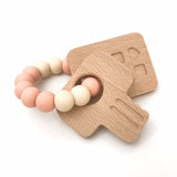ONE.CHEW.THREE Keys to my Heart Silicone & Beechwood Teether