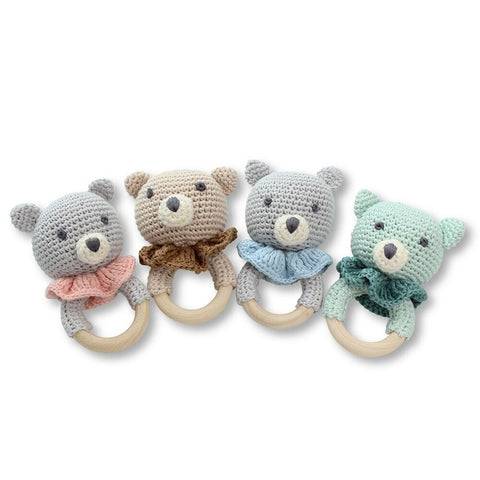 DLUX Teddy Knitted Teether Rattle