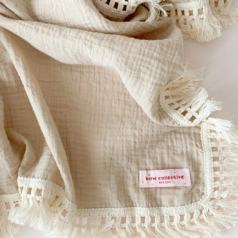 Bow Collective Cotton Fringe Swaddle Wrap