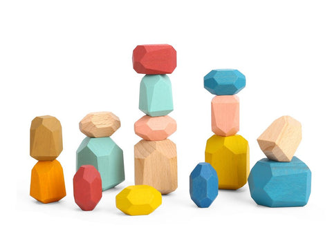 Tooky Toy Wooden Stacking Stone Blocks