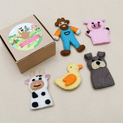 Tara Treasures Finger Puppets - Old MacDonald Farm Animals A (5pc)