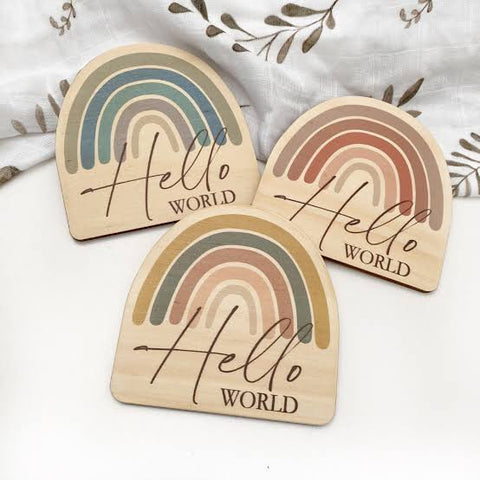 ONE.CHEW.THREE Rainbow Baby Announcement Plaque