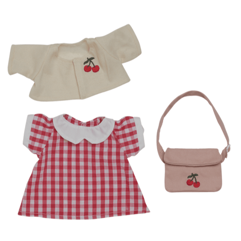 Olli Ella Dinkum Doll Cherry Gingham Outfit