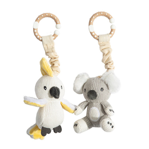Living Textiles Stroller Toys 2pk Koala & Cockatoo