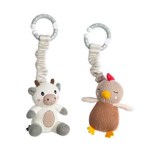 Living Textiles Stroller Toys 2pk Cow & Chicken