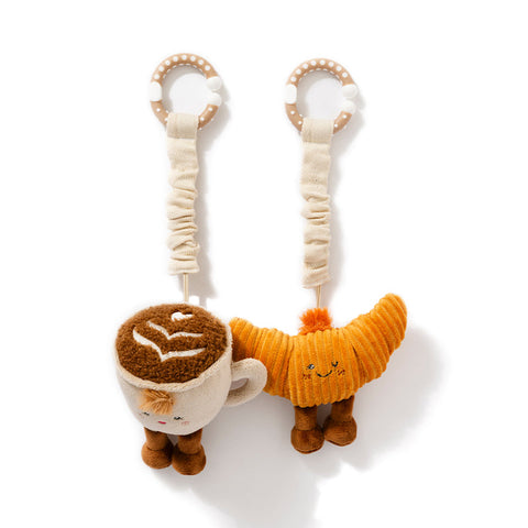 Living Textiles Stroller Toys 2pk Coffee & Croissant