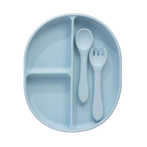 Living Textiles Silicone Feeding Set Dusty Blue