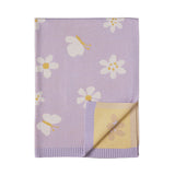 Living Textiles Pram Knitted Blanket - Lilac Daisy Dreams