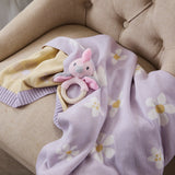 Living Textiles Pram Knitted Blanket - Lilac Daisy Dreams