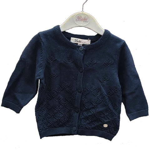 Bebe Pointelle Cardigan Navy - Size 00