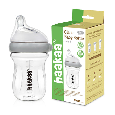 Haakaa Baby Glass Bottle (180ml Variable Flow)