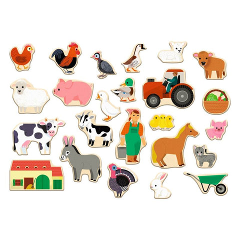 Djeco Wooden Magnetic Farmix Set 24pc