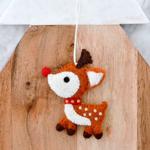 Tara Treasures Felt Ornament - Christmas Deer