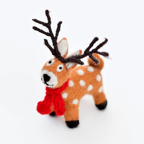 Tara Treasures Felt Reindeer with Red Scarf