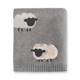 Viverano Organic Jacquard Knit Baby Blanket - 3D Grey Woolly Lamb