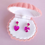 Lauren Hinkley Earrings - Bright Pink Jewel Heart