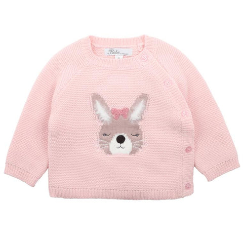 Bebe Ciara Bunny Knitted Jumper Soft Pink - Size 0000