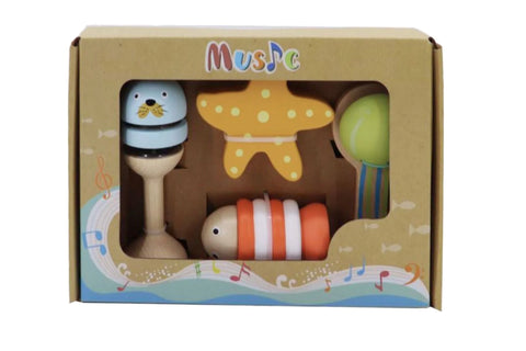 Kaper Kidz Wooden Musical Instruments 4 Piece Set: Ocean