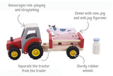 Kaper Kidz Red Wooden Tractor with Cow & Pig