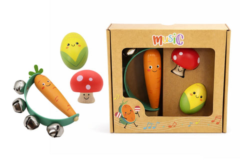 Kaper Kidz Wooden Veggie 3pc Musical Set