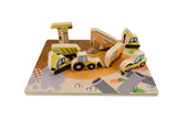 3 in 1 Wooden Chunky Construction Vehicle Puzzle