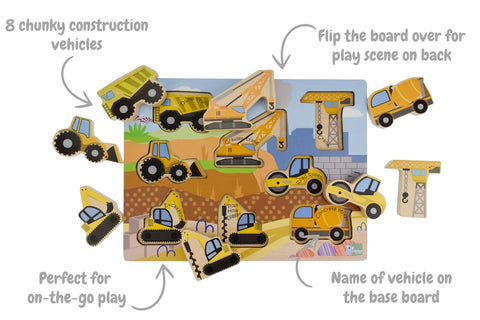 3 in 1 Wooden Chunky Construction Vehicle Puzzle