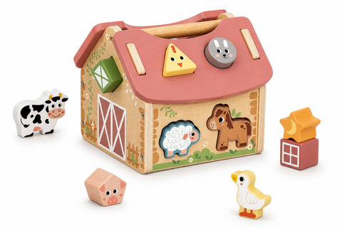 Tooky Toy Farmhouse Shape Sorter Barn