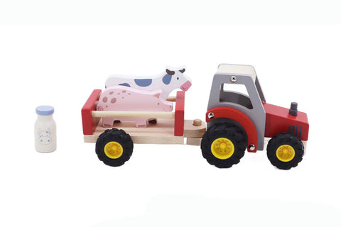 Kaper Kidz Wooden Tractor With Farm Animals