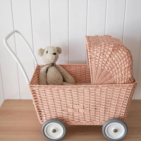 Olli Ella Rattan Strolley - Seashell Pink
