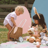 Olli Ella Rattan Bunny Luggy with Gumdrop Lining