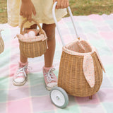 Olli Ella Rattan Bunny Luggy with Gumdrop Lining