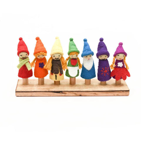Tara Treasures Rainbow Colourful Gnomes Finger Puppet Set