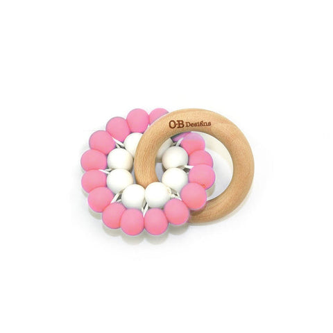 OB Designs Organic Beechwood Silicone Teether (Assorted Colours)