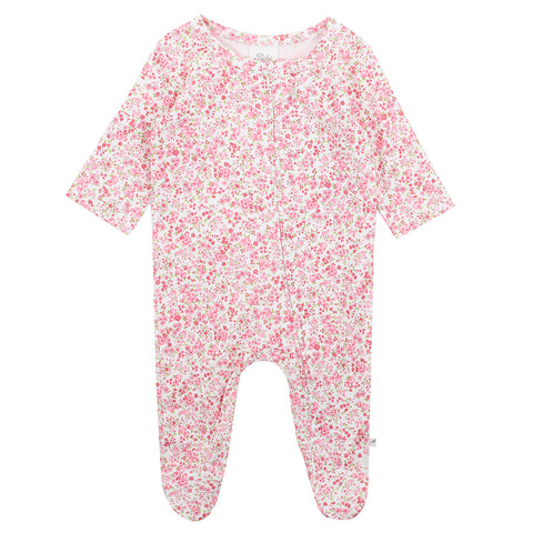 Bebe Floral Organic Long Sleeve Zip Romper - Size 00000