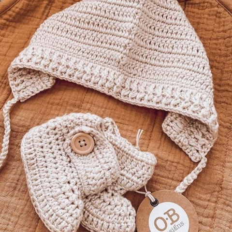 OB Designs Crochet Bonnet & Booties Set