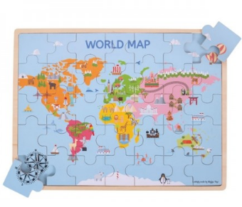 Bigjigs World Map Puzzle 35pc
